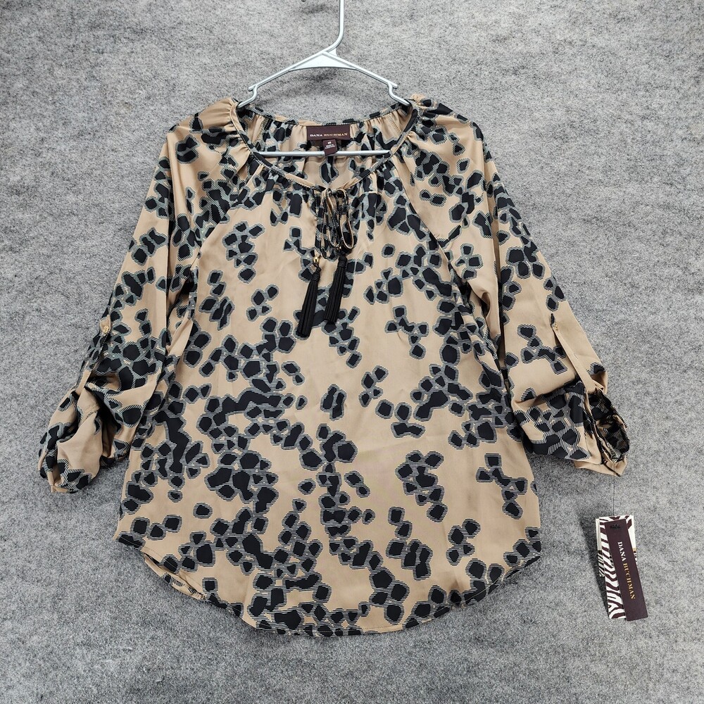 Dana Buchman Blouse Womens XS 3/4 Sleeve Brown